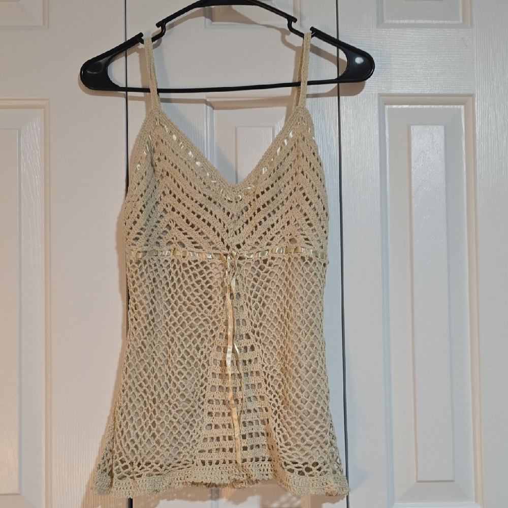 Faded Glory Cream Crochet Tank Top